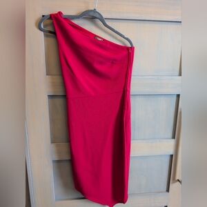Women's Crystal Sky Red One Shoulder Asymmetrical Dress Size Small